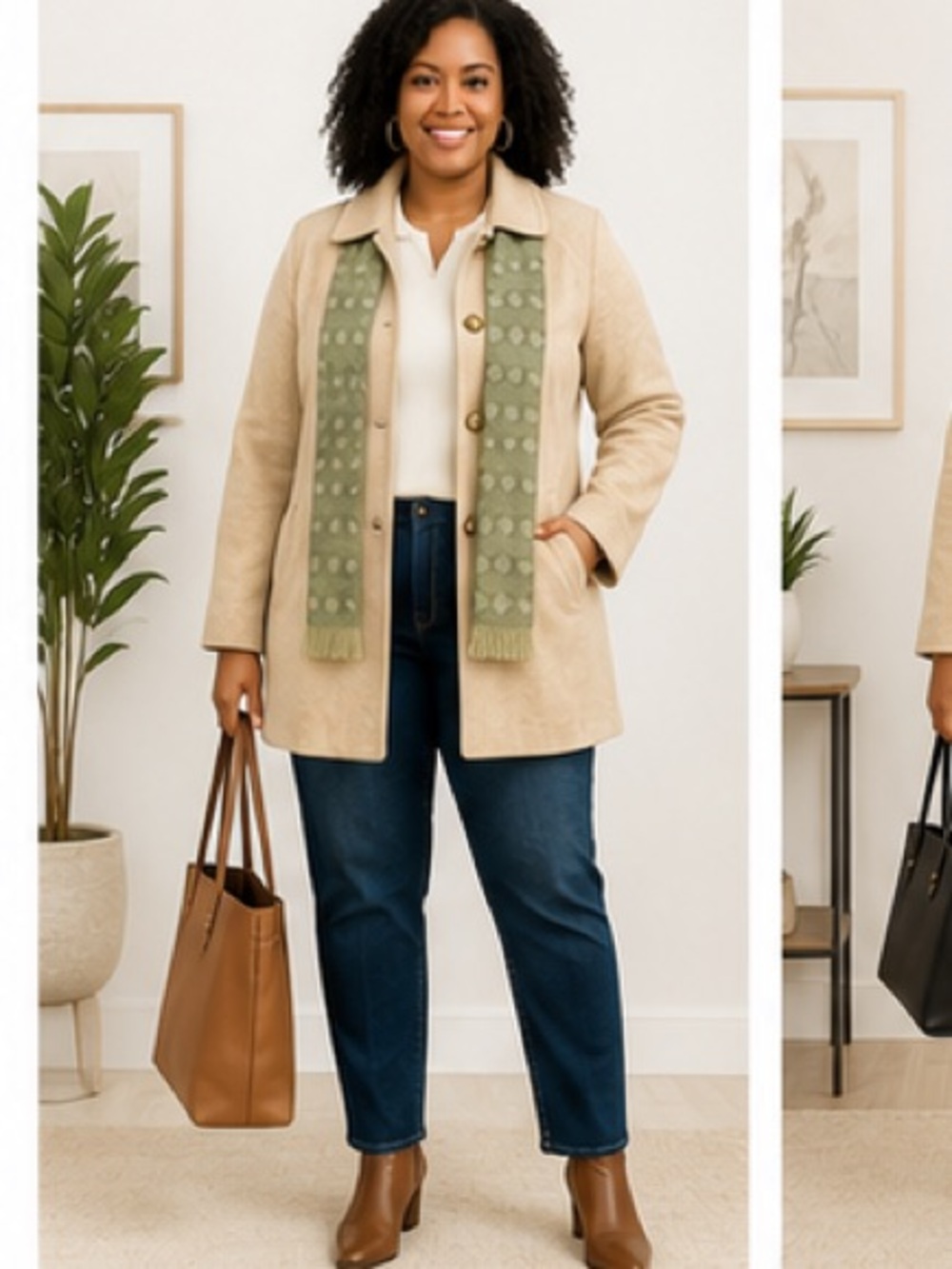 Herman Kay Women's Cream Wool Blend Coat - Classic Single-Breasted